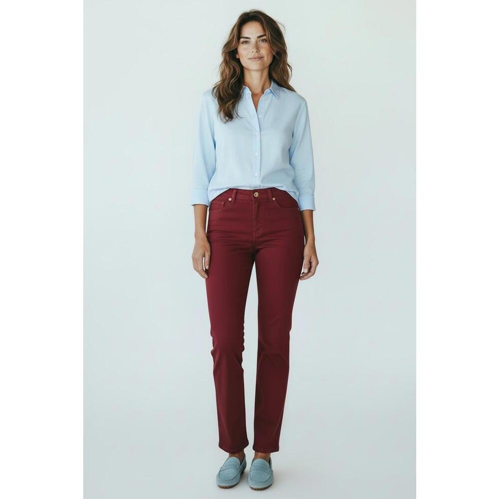 Draper James Women's Maroon Denim Straight Leg Pants, Size 2